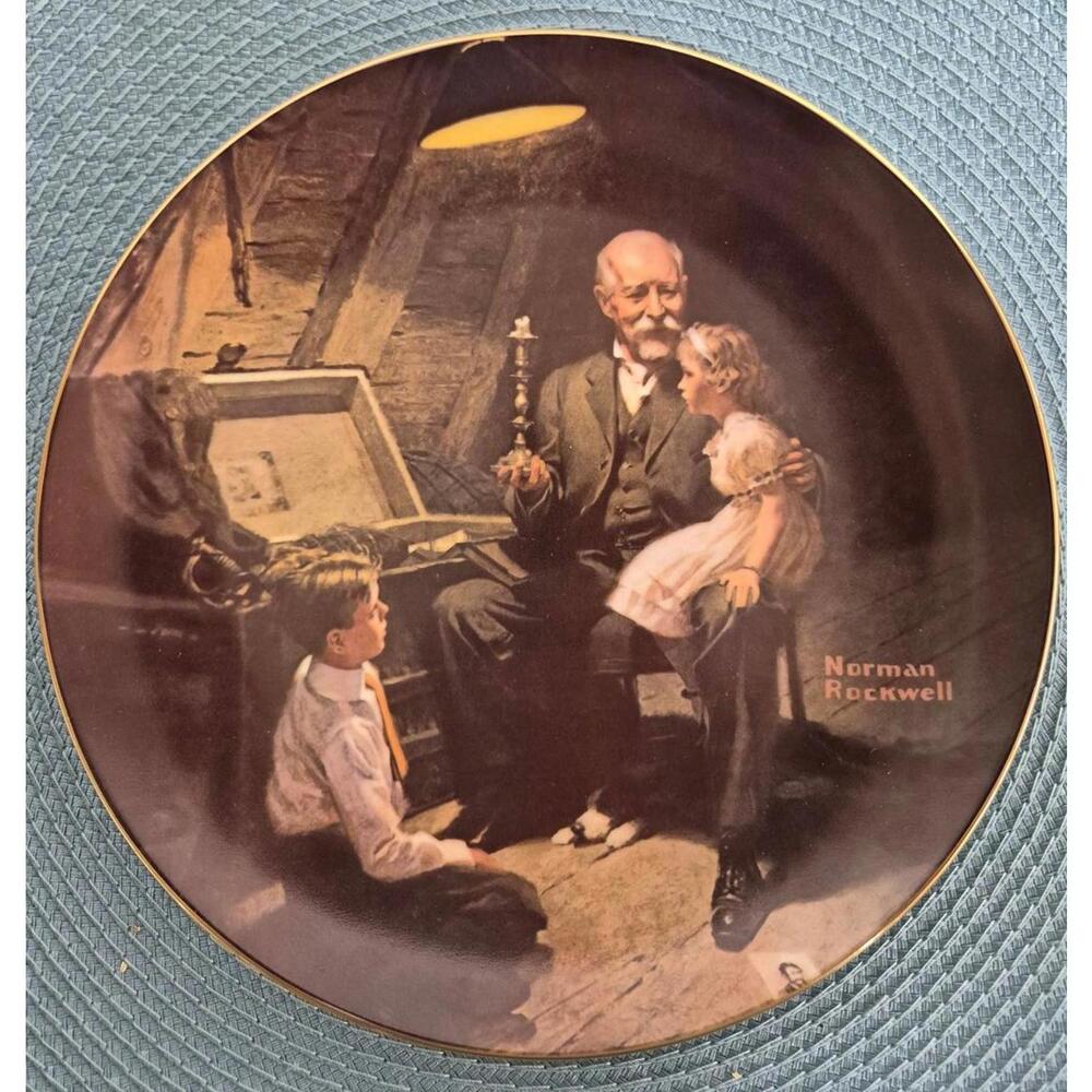 Norman Rockwell Numbered Collector's Plate - 1983 -  "Grampa's Treasure Chest"